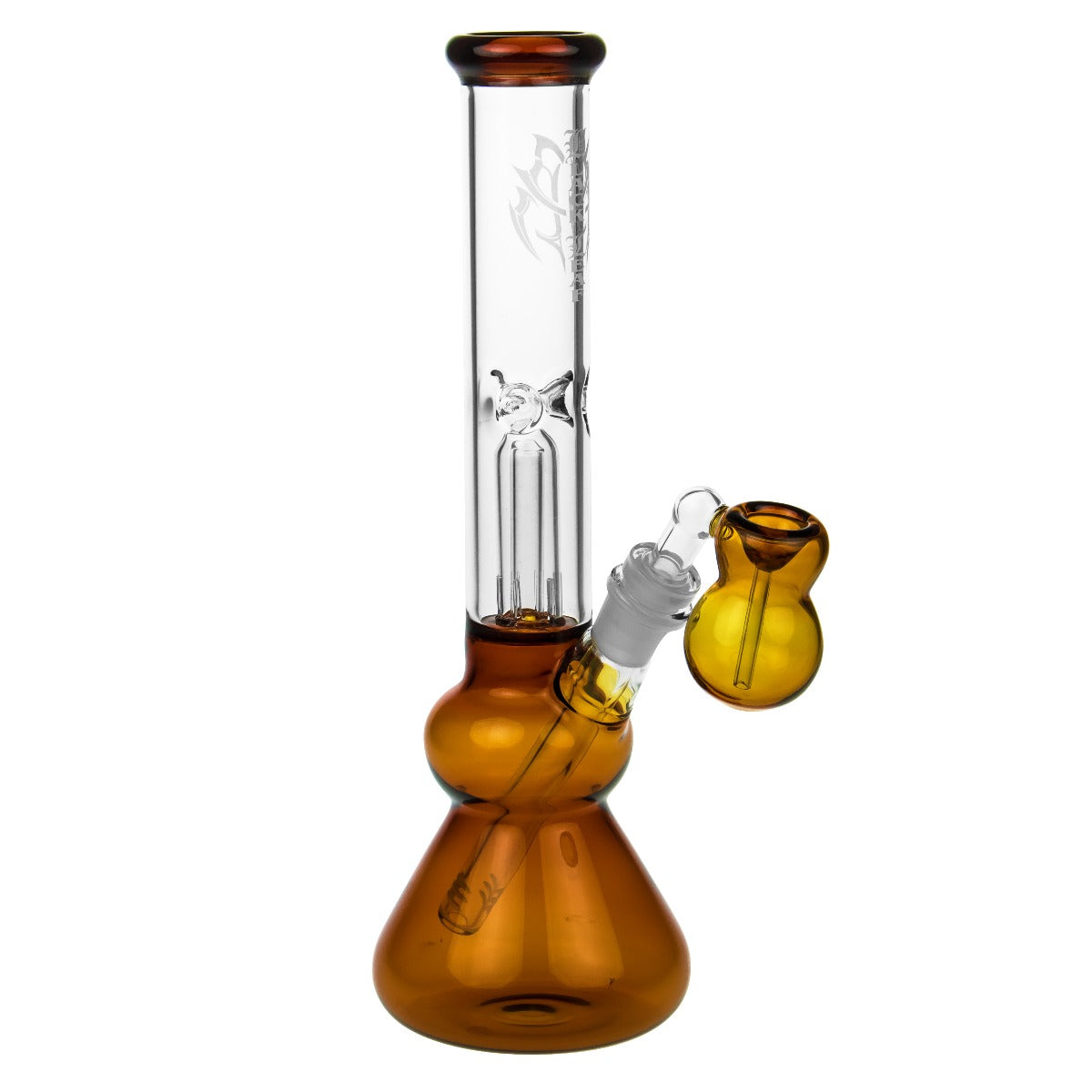 Black Leaf Glass Beaker Base Ice Bong with Precooler