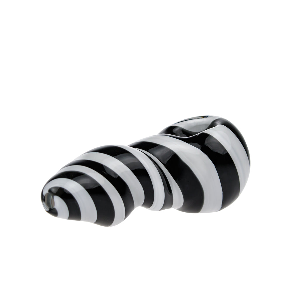 G-Spot Glass Spoon Pipe - Black and White Stripes