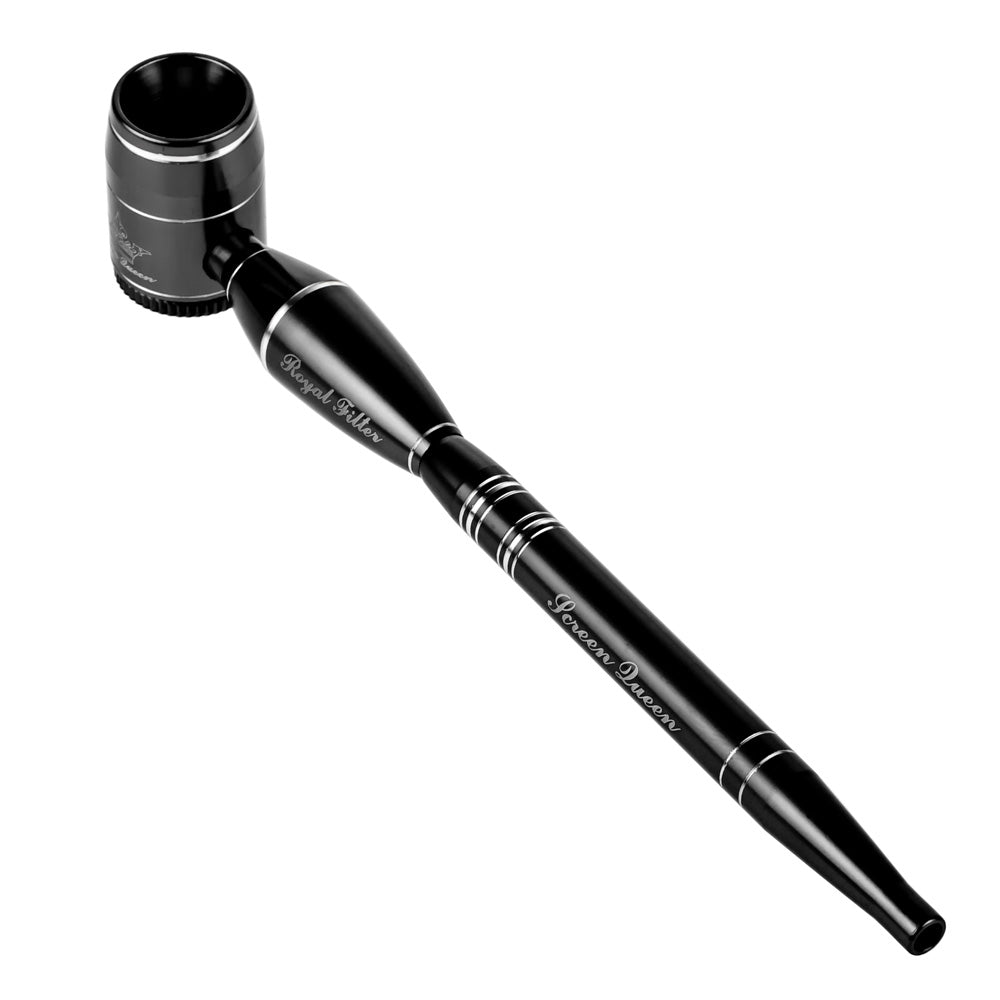 Screen Queen Hand Pipe with Royal Filter Kit | Black - Back View