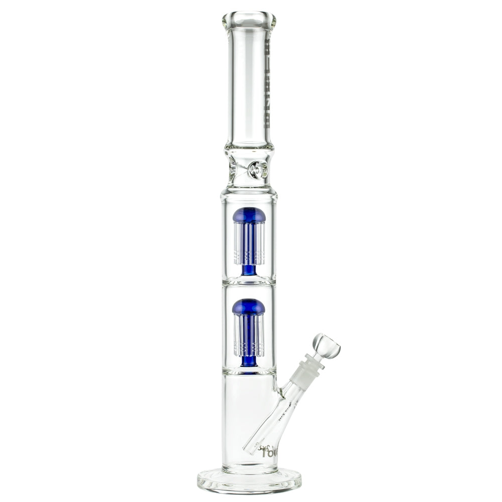 Blaze Glass Tower Straight Ice Bong with Double 8-arm Tree Perc | 7mm | Blue - Side View 4