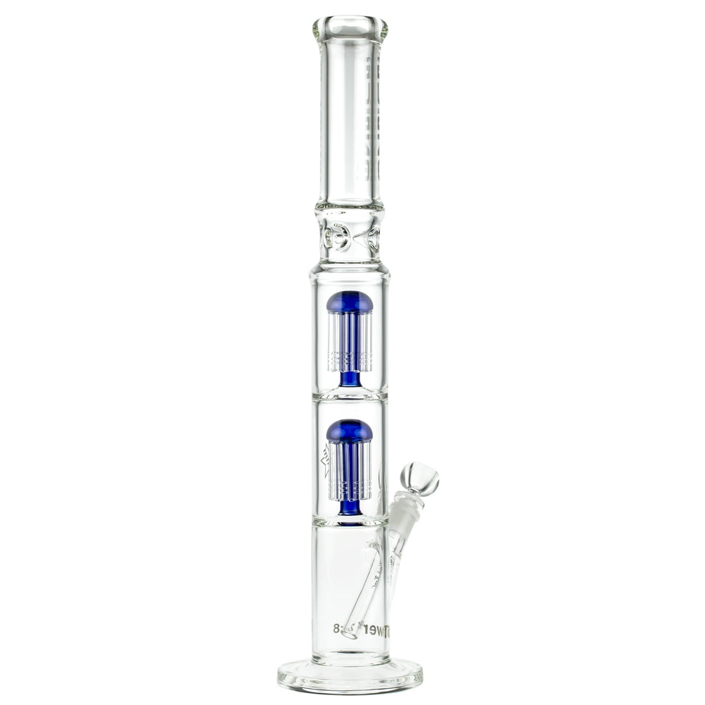 Blaze Glass Tower Straight Ice Bong with Double 8-arm Tree Perc | 7mm | Blue - Side View 3