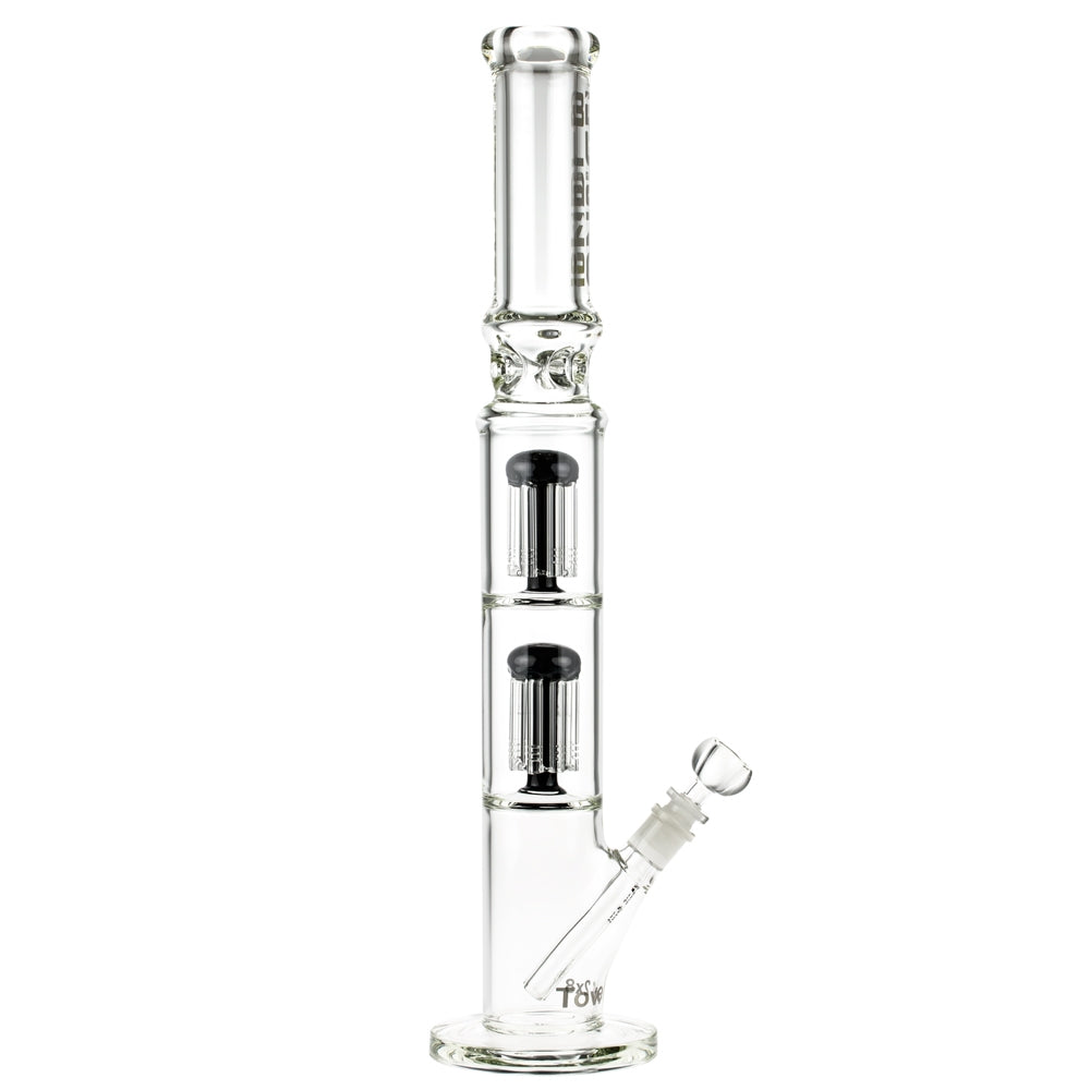 Blaze Glass Tower Straight Ice Bong with Double 8-arm Tree Perc | 7mm | Black - Side View 4