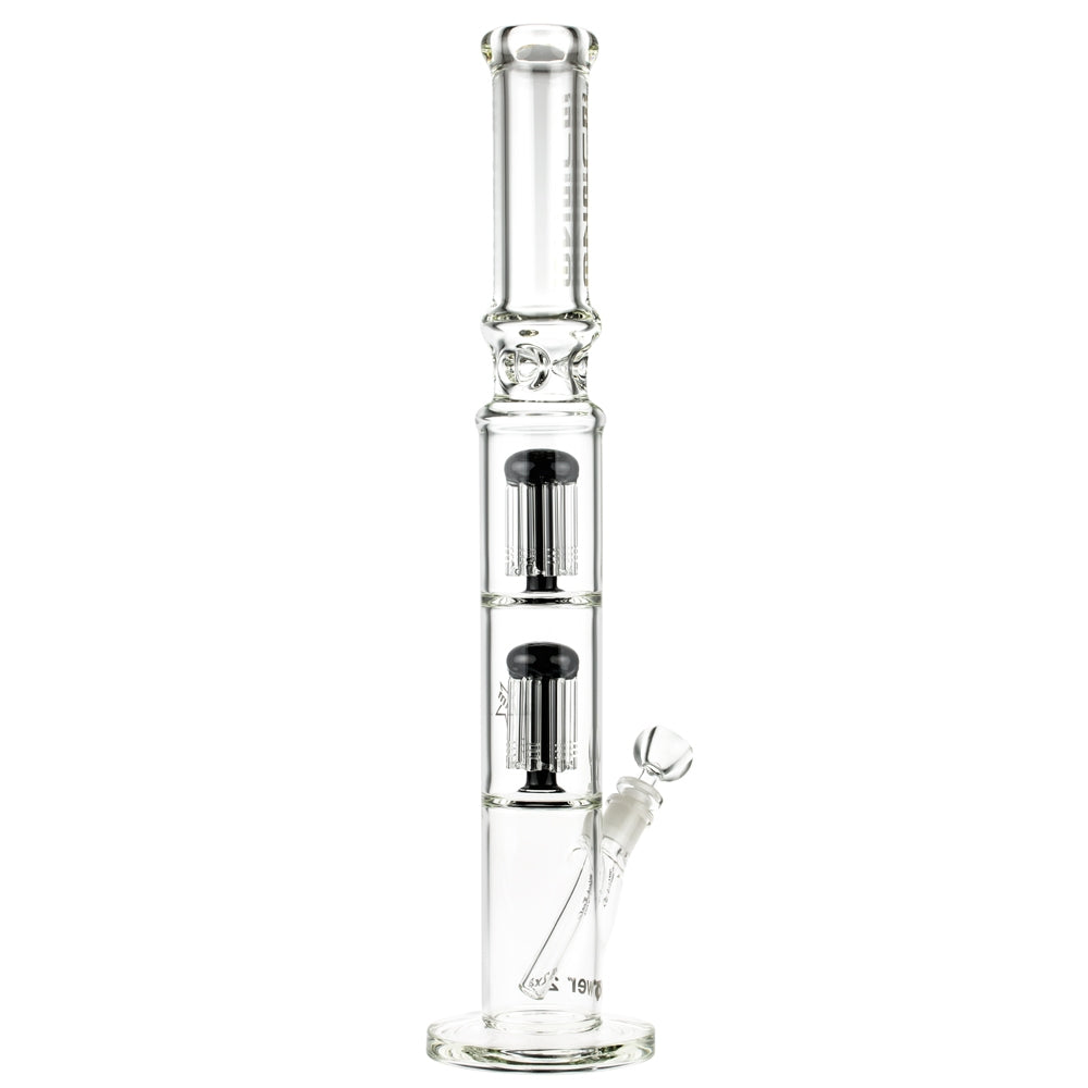 Blaze Glass Tower Straight Ice Bong with Double 8-arm Tree Perc | 7mm | Black - Side View 3