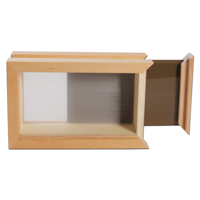 Black Leaf - Wooden Pollen Sifter Kief Box - Large - brown glass plate slides out