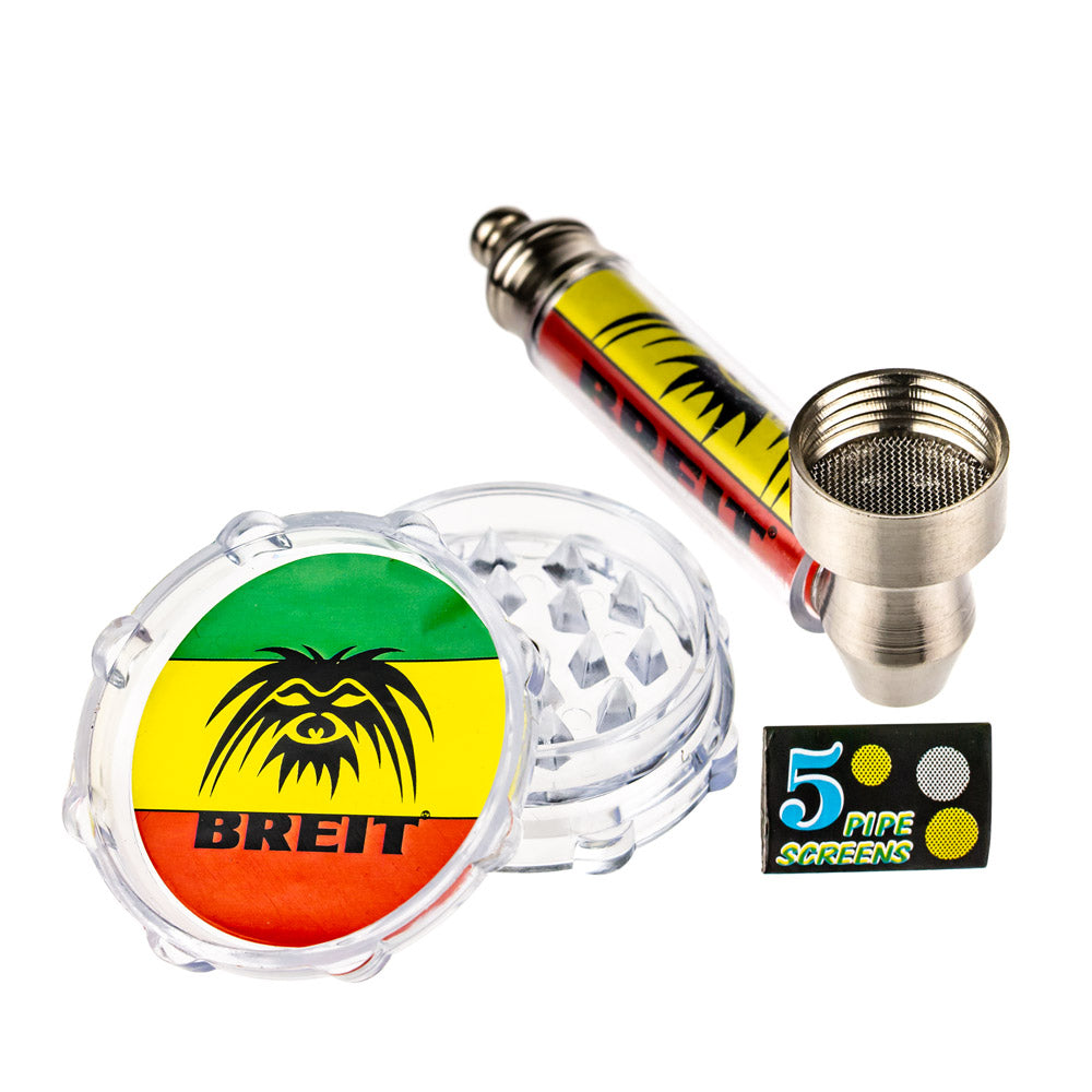 Breit Mini Bubble Base Bong Set with Metal Pipe in Case - Accessories
