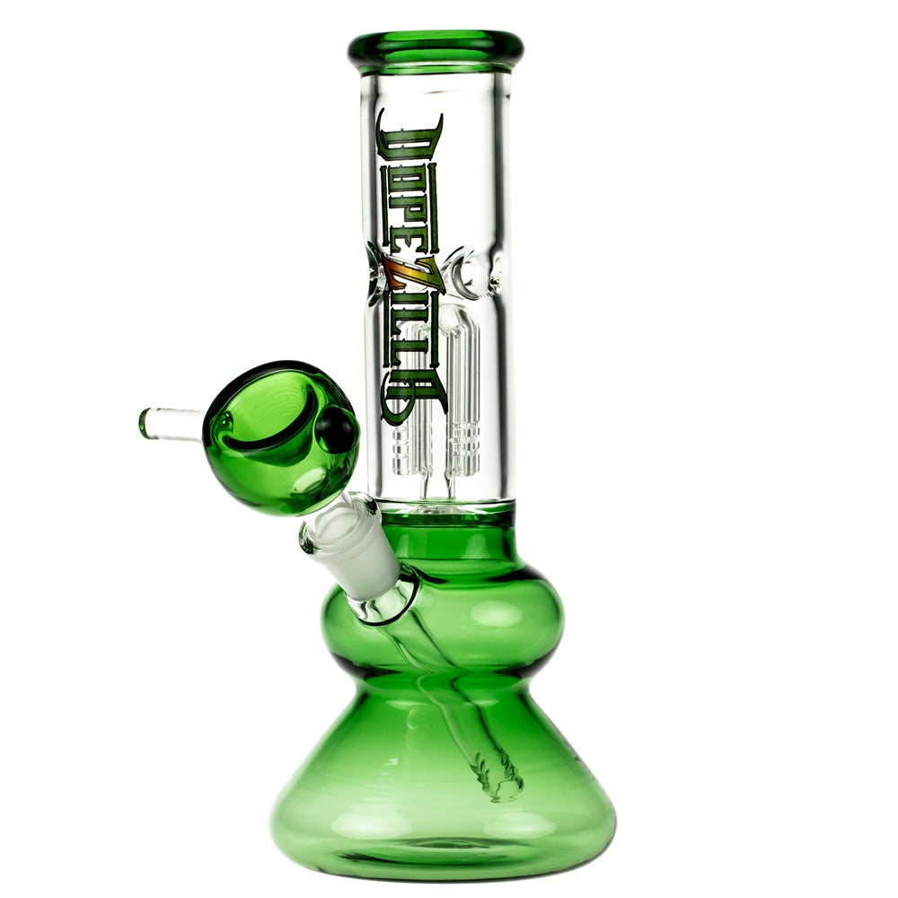 Dopezilla Tokyo Dope Glass Beaker Ice Bong with Tree Perc | Green | side view 2