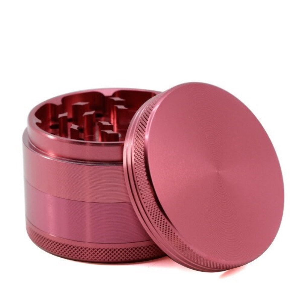 Aluminum Herb Grinder with Pollen Screen and Magnetic Lid | 55mm | Pink