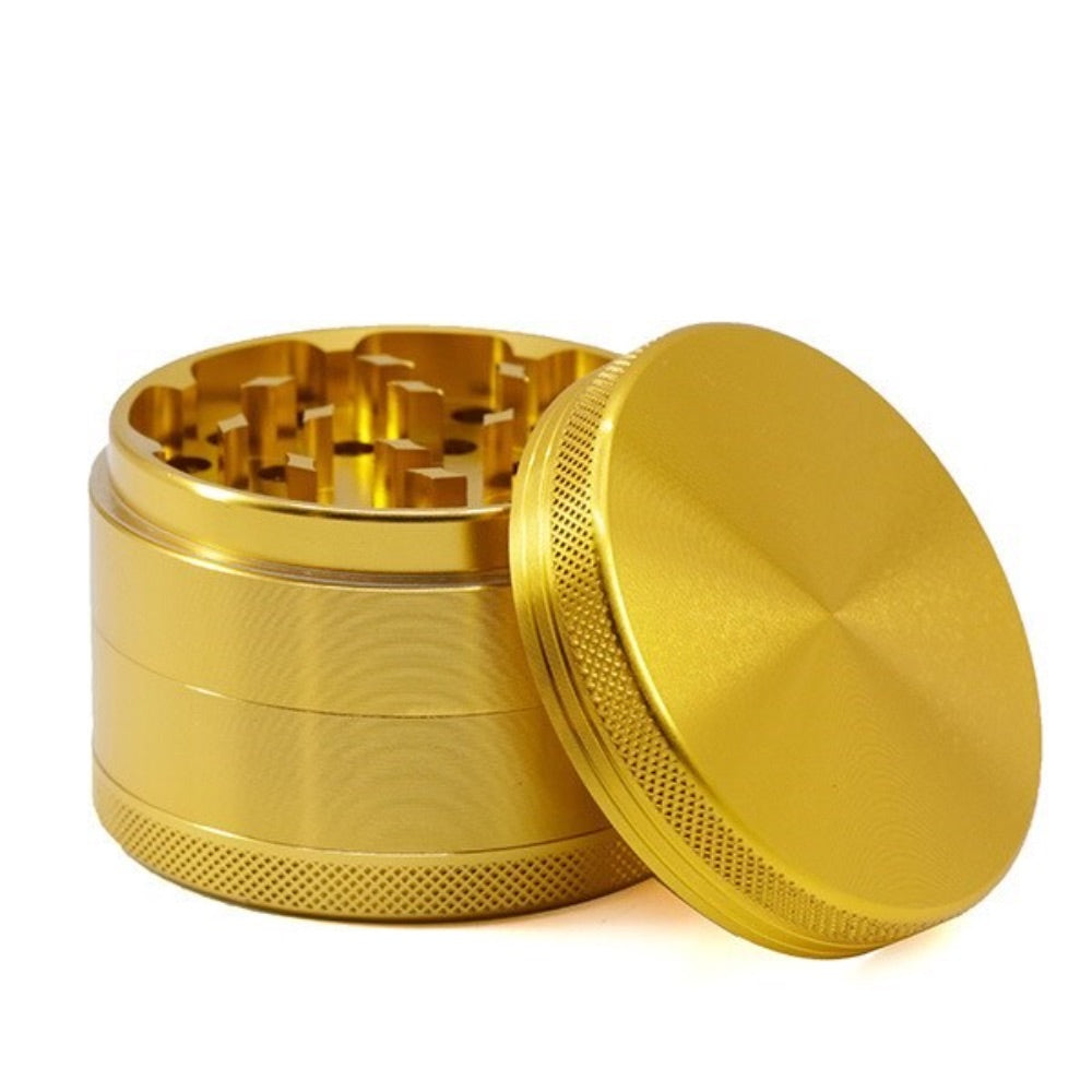 Aluminum Herb Grinder with Pollen Screen and Magnetic Lid | 63mm | Gold