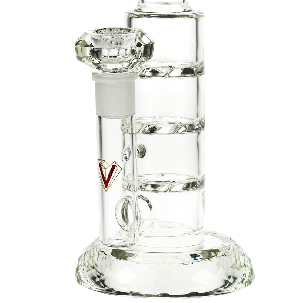 Vodka Glass Sapphero Straight Triple Percolator Bong - Close Up Turbine Discs