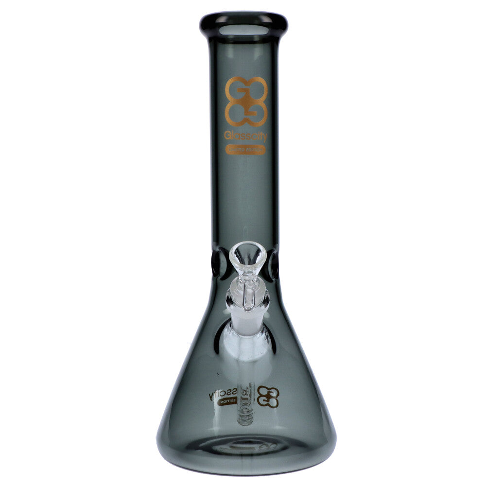 Glasscity Limited Edition Glass Beaker Ice Bong | Black | Small | front view