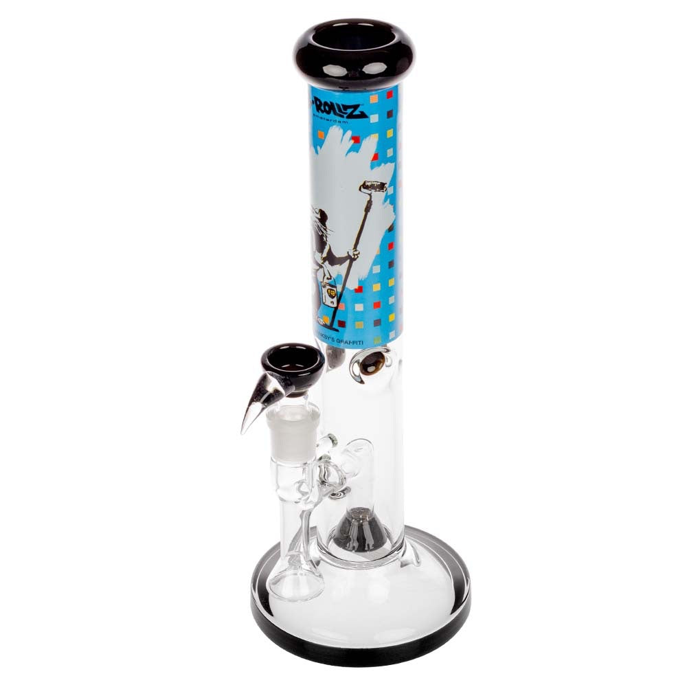 G-Rollz Banksy Straight Tube Percolator Bong | Paint Roller Rat | side view 3