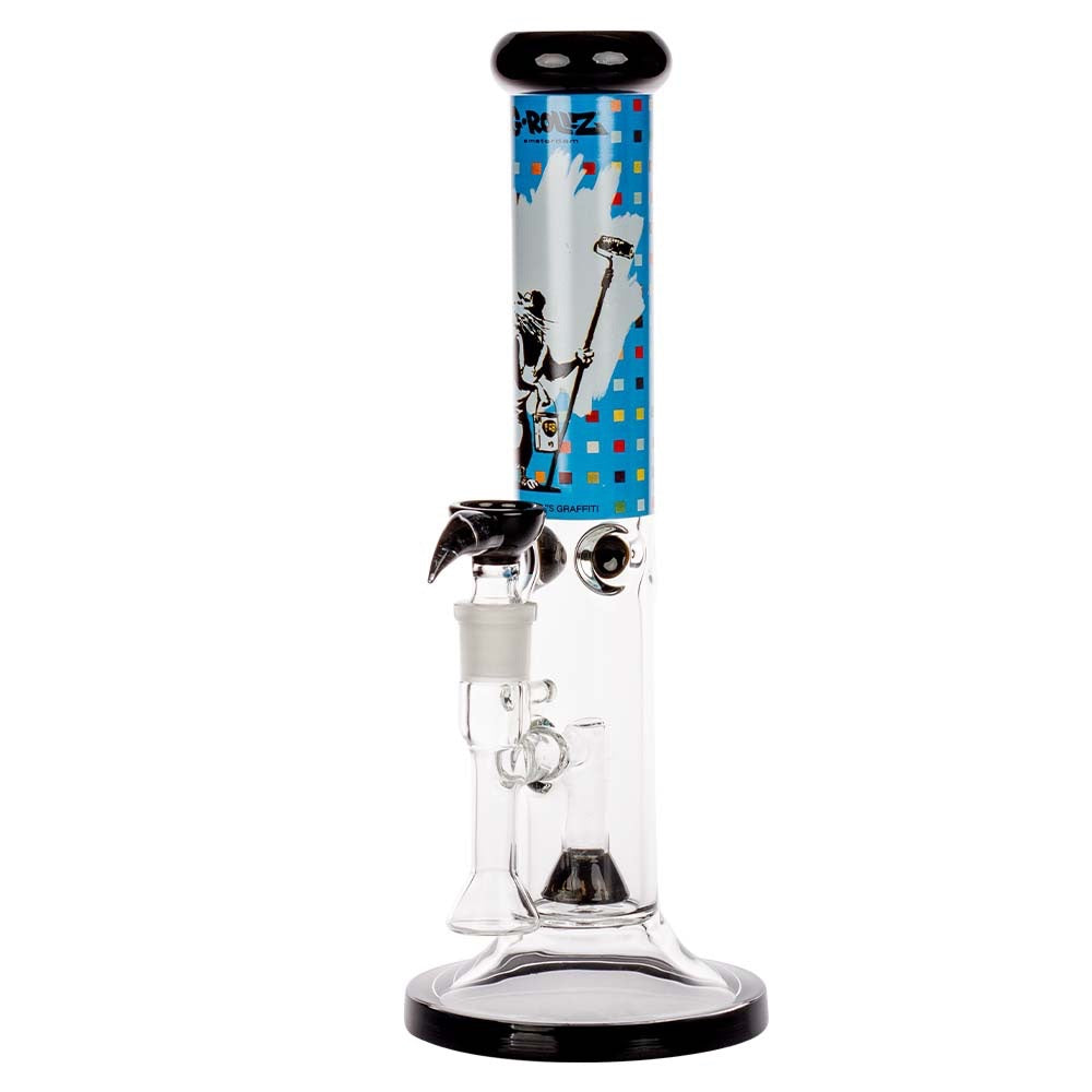 G-Rollz Banksy Straight Tube Percolator Bong | Paint Roller Rat | side view 1
