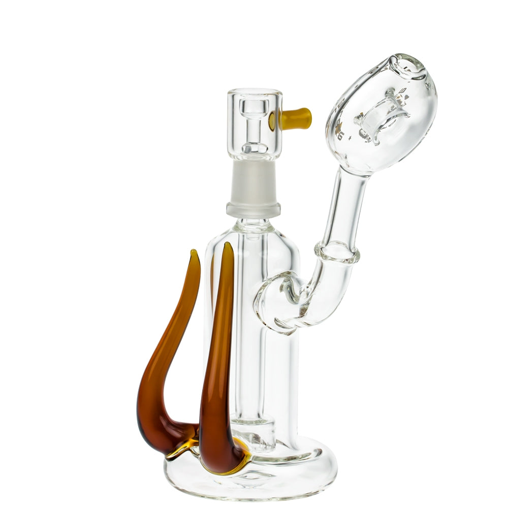 Blaze Glass Concentrate Oil Bubbler with Showerhead Diffuser | Amber - Side View 4