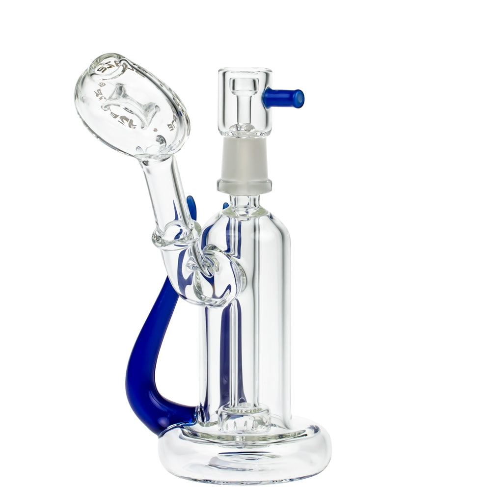 Blaze Glass Concentrate Oil Bubbler with Showerhead Diffuser | Blue - Side View 5