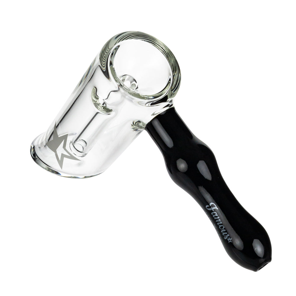 Famous X Straight Hammer Herb Bubbler | Black | side view