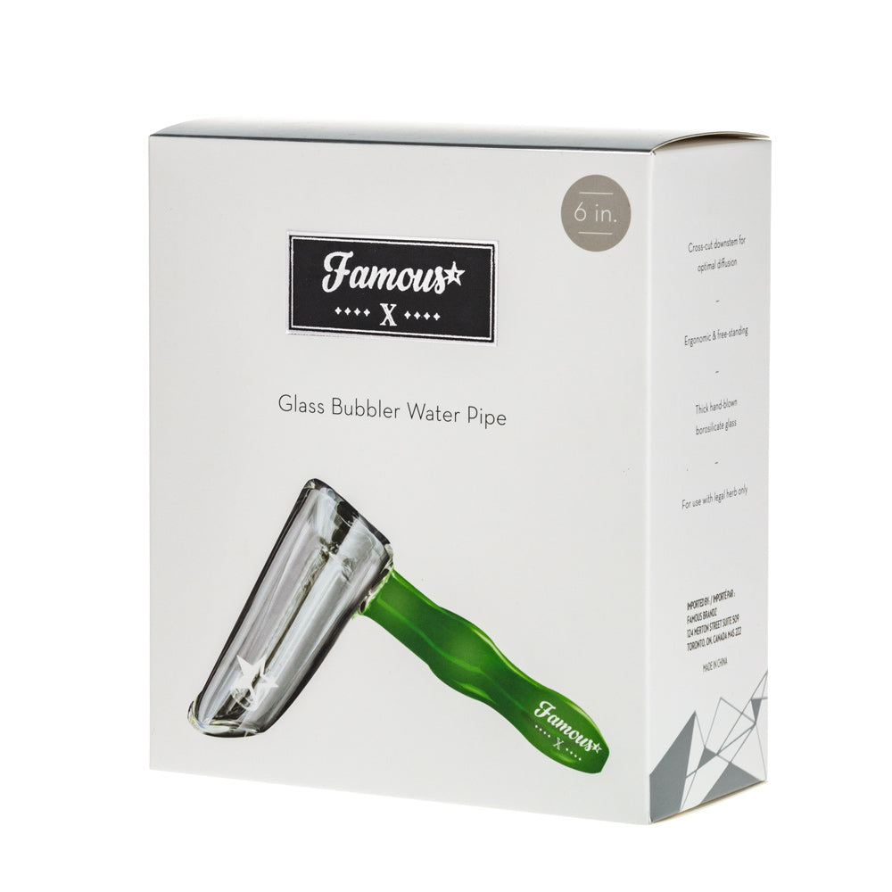Famous X Straight Hammer Herb Bubbler | Green | box