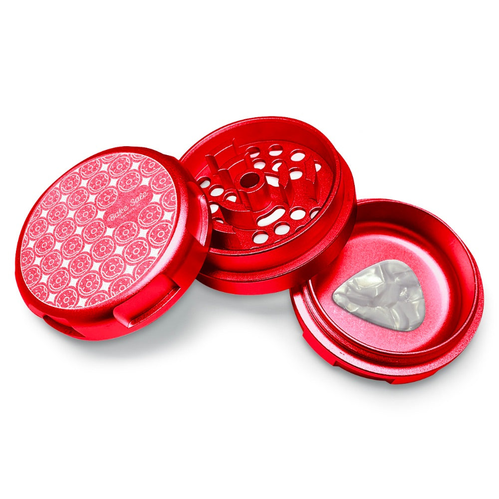 Bake Sale 3-Part Aircraft Grade Aluminum Whole Donut Grinder | Red | donut pattern