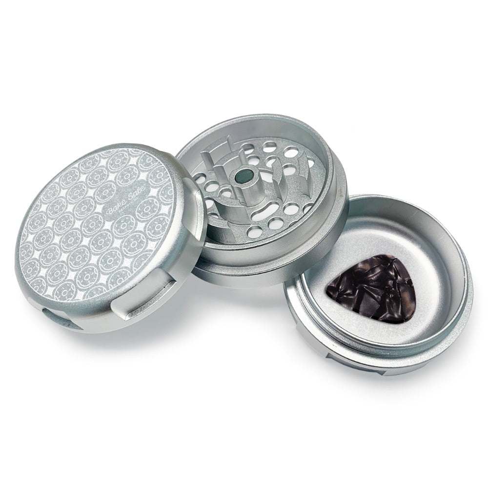 Bake Sale 3-Part Aircraft Grade Aluminum Whole Donut Grinder | Silver | donut pattern