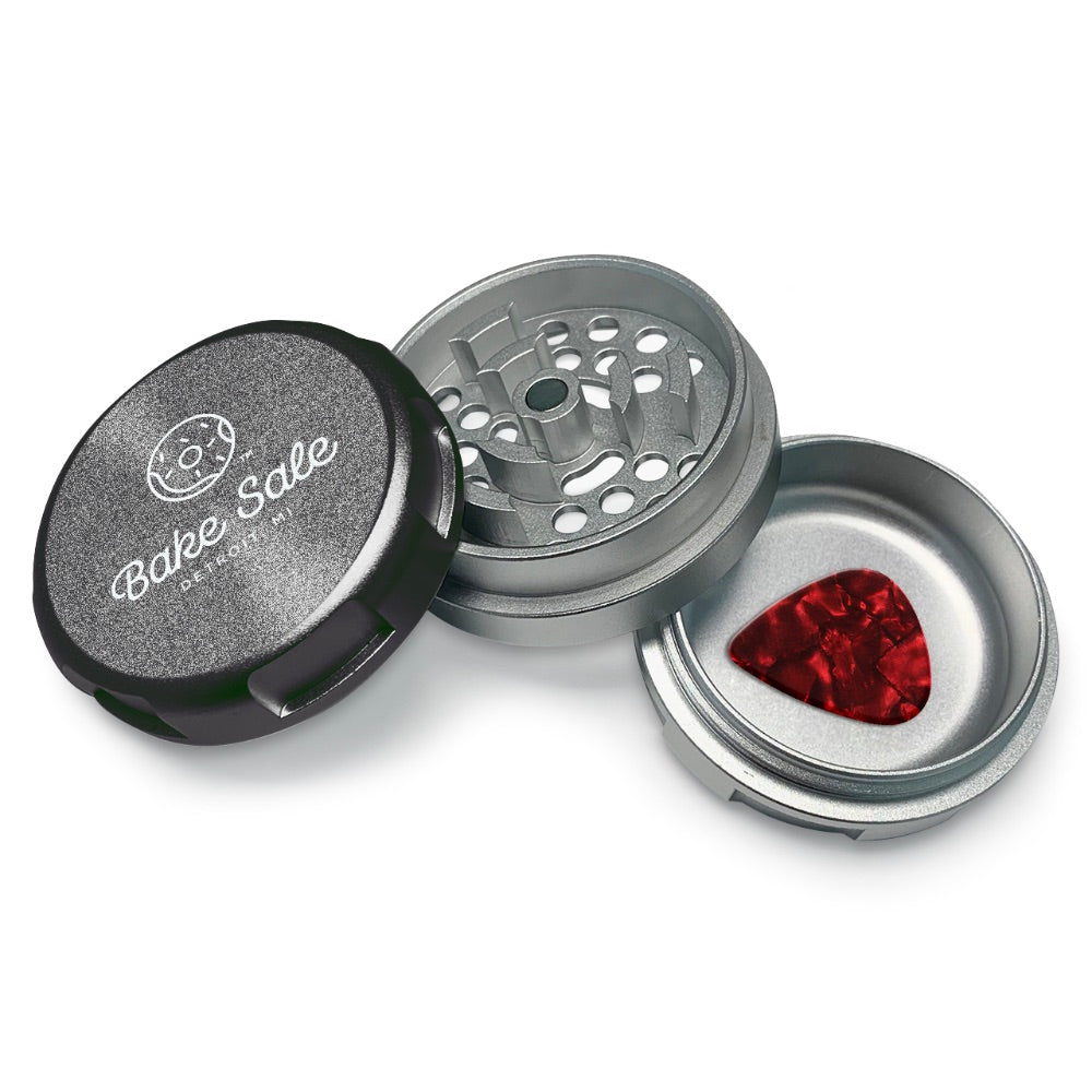 Bake Sale 3-Part Aircraft Grade Aluminum Whole Donut Grinder | Black/Silver | Logo