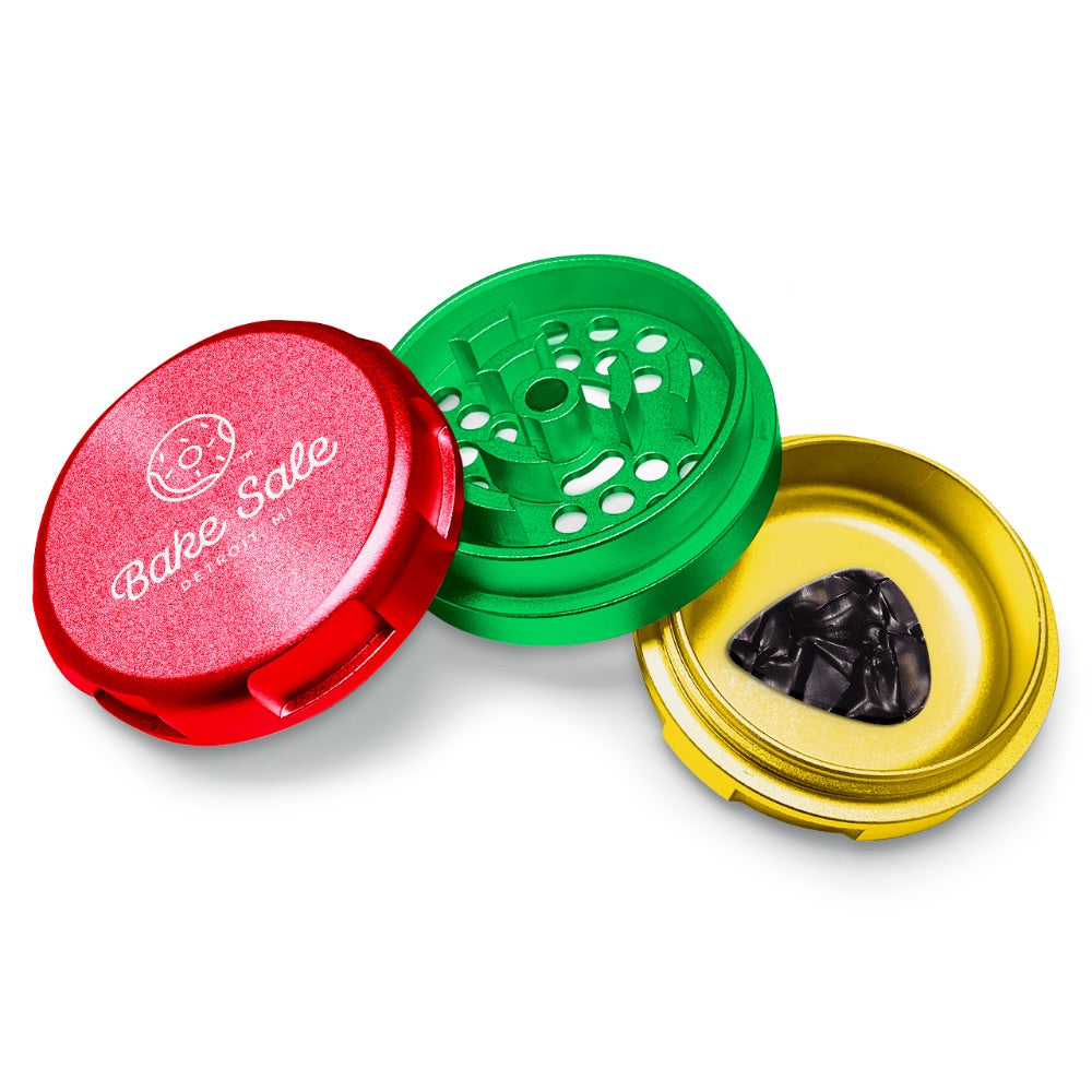 Bake Sale 3-Part Aircraft Grade Aluminum Whole Donut Grinder | Rasta | Logo