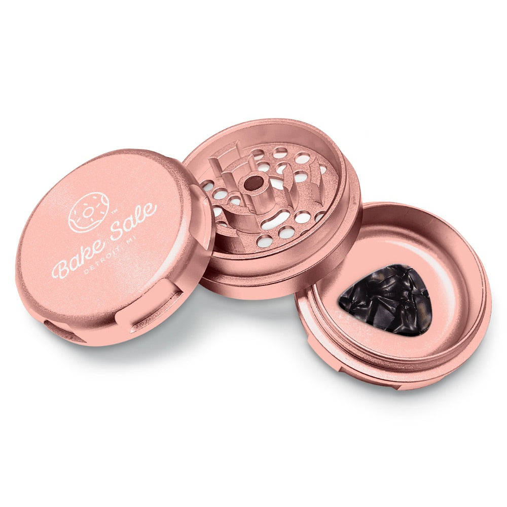 Bake Sale 3-Part Aircraft Grade Aluminum Whole Donut Grinder | Rose Gold | Logo