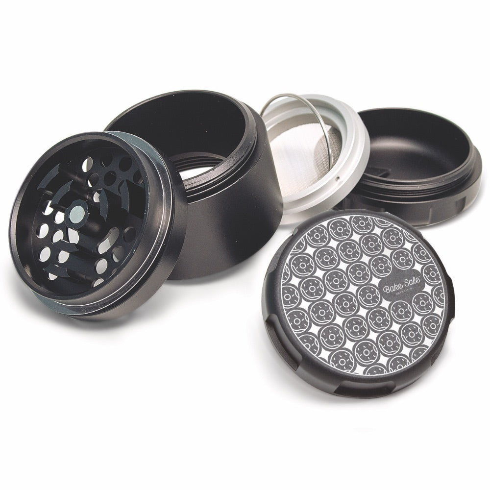 Bake Sale 5-Part Donut Pattern Aircraft Grade Aluminum Grinder | Black