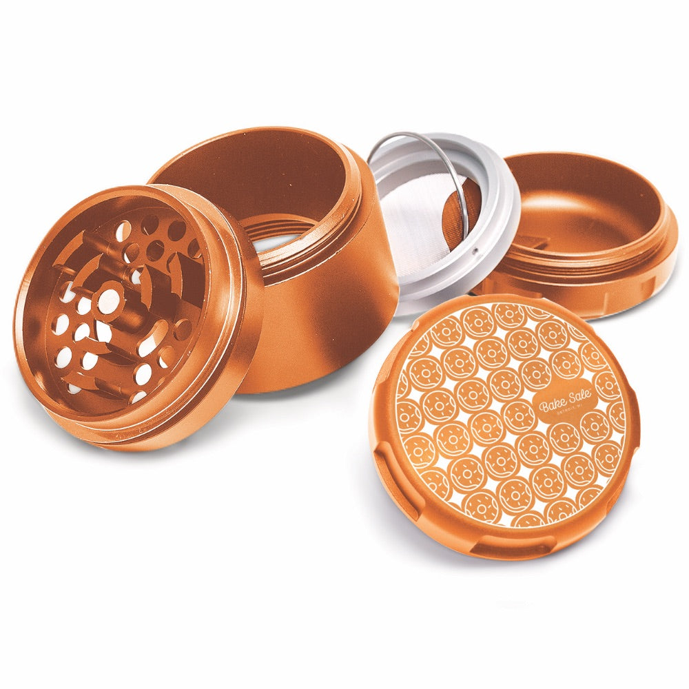 Bake Sale 5-Part Donut Pattern Aircraft Grade Aluminum Grinder | Orange