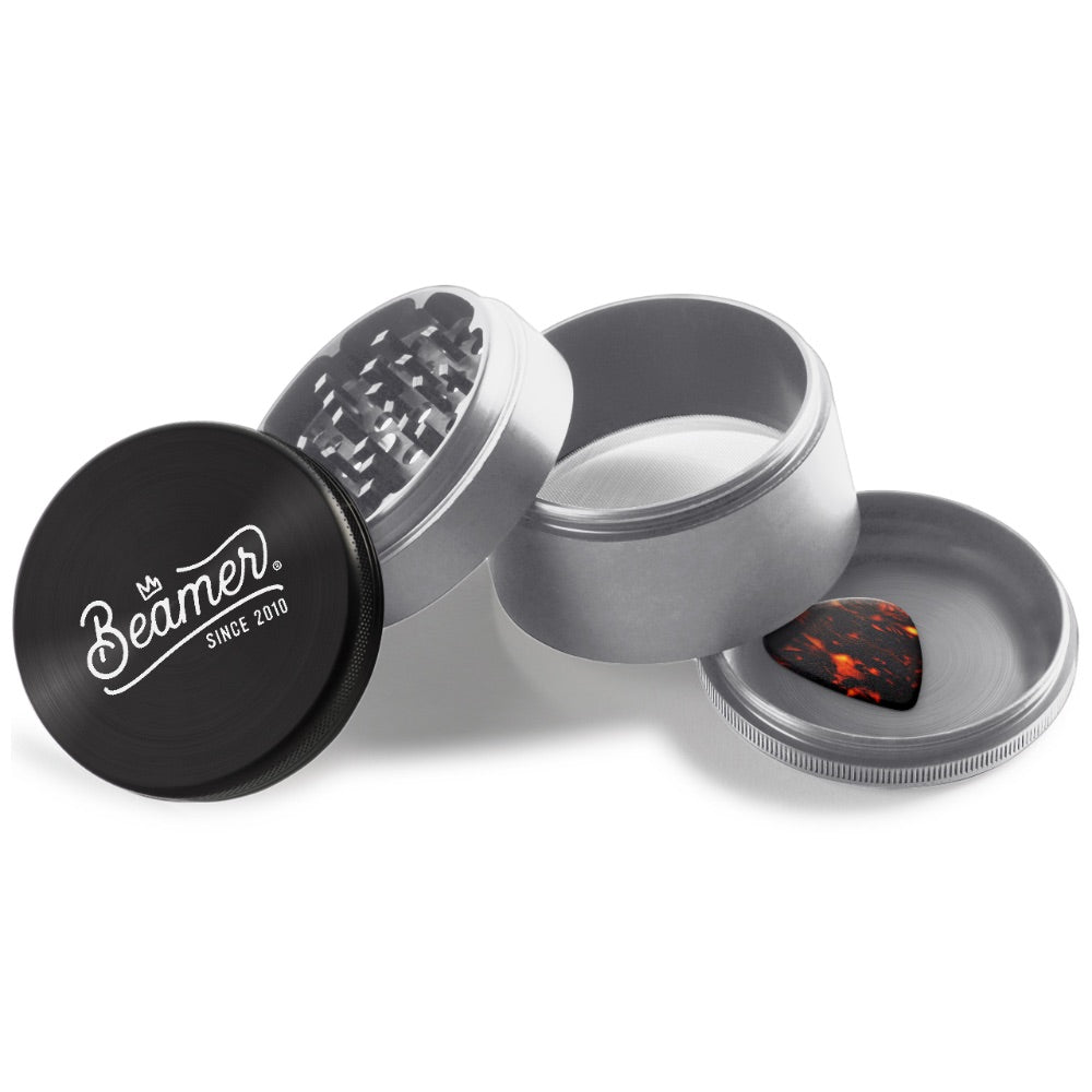 Beamer 4-Part Crown Logo Extended Aircraft Grade Aluminum Grinder | black/silver