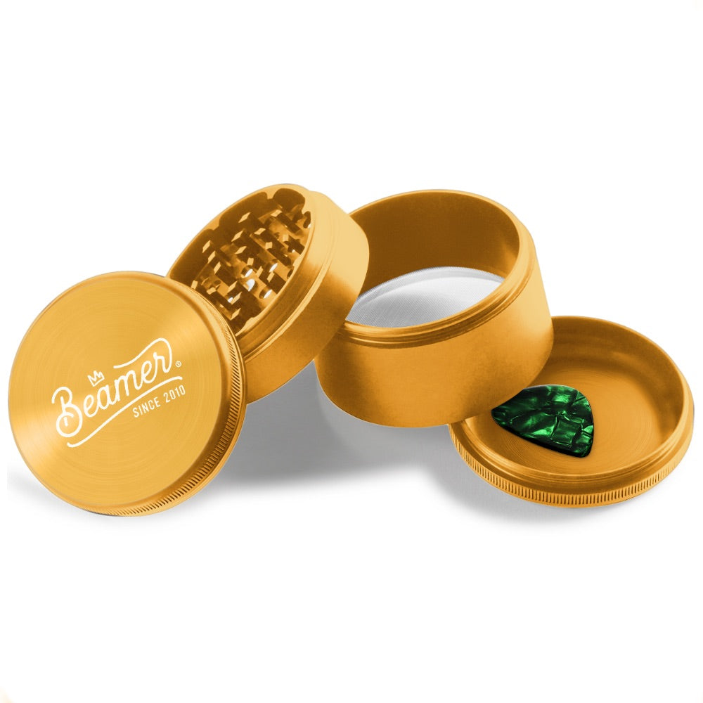 Beamer 4-Part Crown Logo Extended Aircraft Grade Aluminum Grinder | gold
