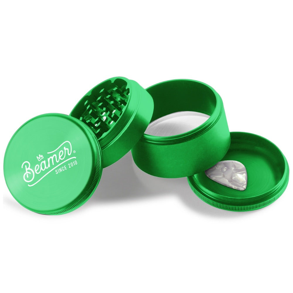 Beamer 4-Part Crown Logo Extended Aircraft Grade Aluminum Grinder | green