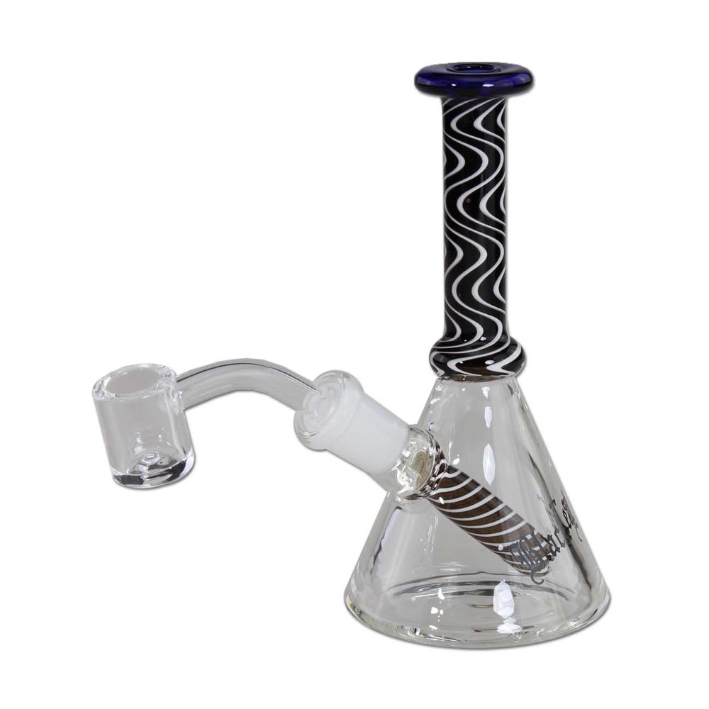 Black Leaf Colored Wavy Mini Dab Rig | Blue