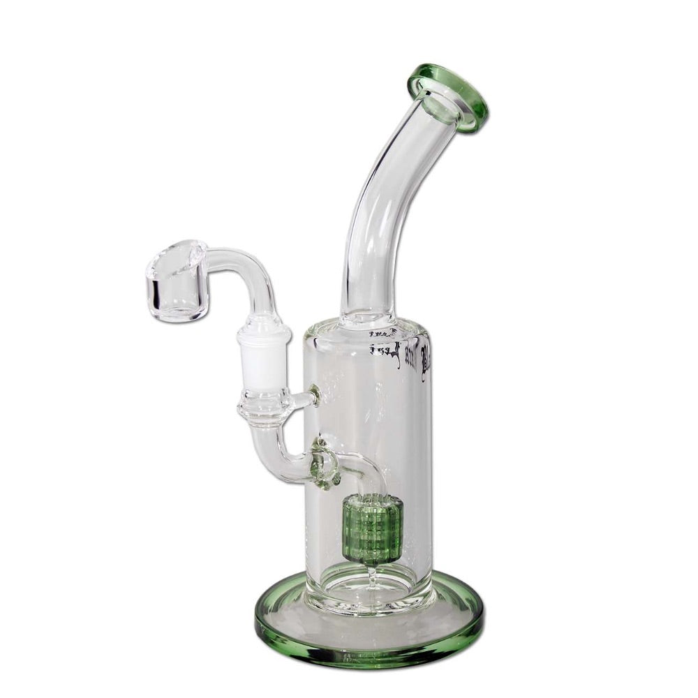 Black Leaf Glass Dab Rig with Drum Percolator | Green