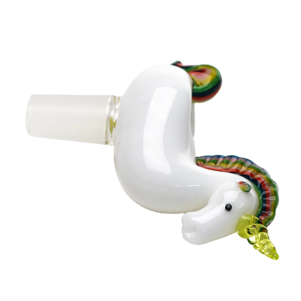 Empire Glassworks UV Reactive Unicorn Bowl | side view 2