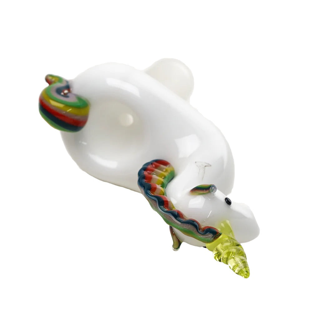 Empire Glassworks UV Reactive Unicorn Bowl | top view