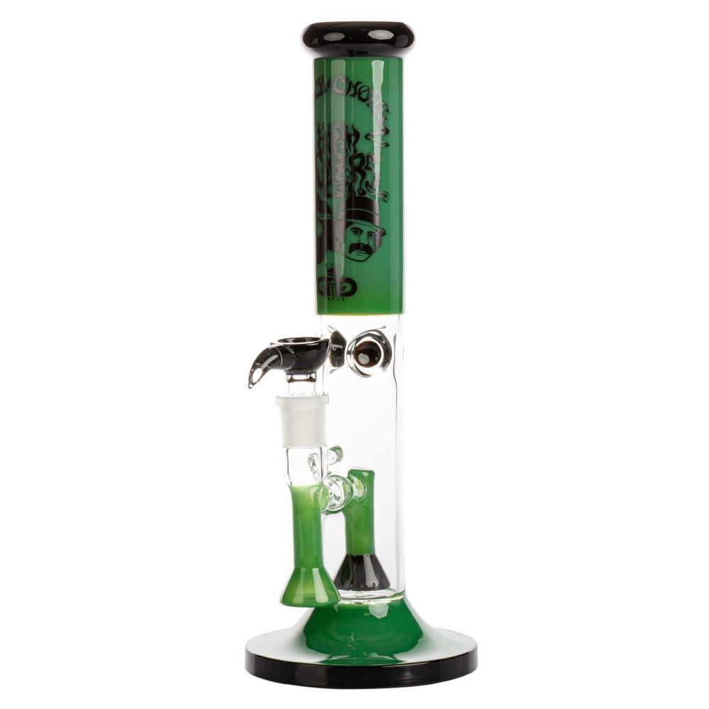 Grace Glass Cheech & Chong High Rollers Straight Tube Percolator Bong | Green | side view 1