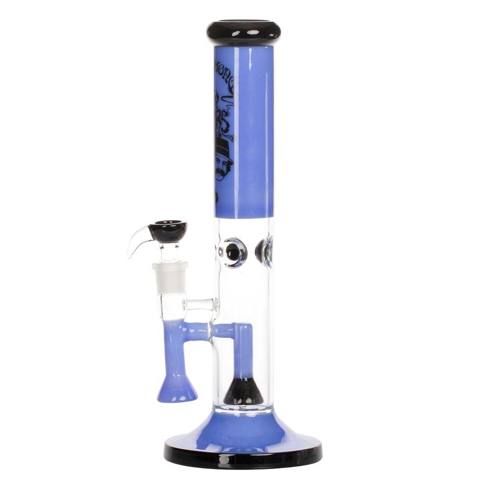 Grace Glass Cheech & Chong High Rollers Straight Tube Percolator Bong | Blue | side view 2