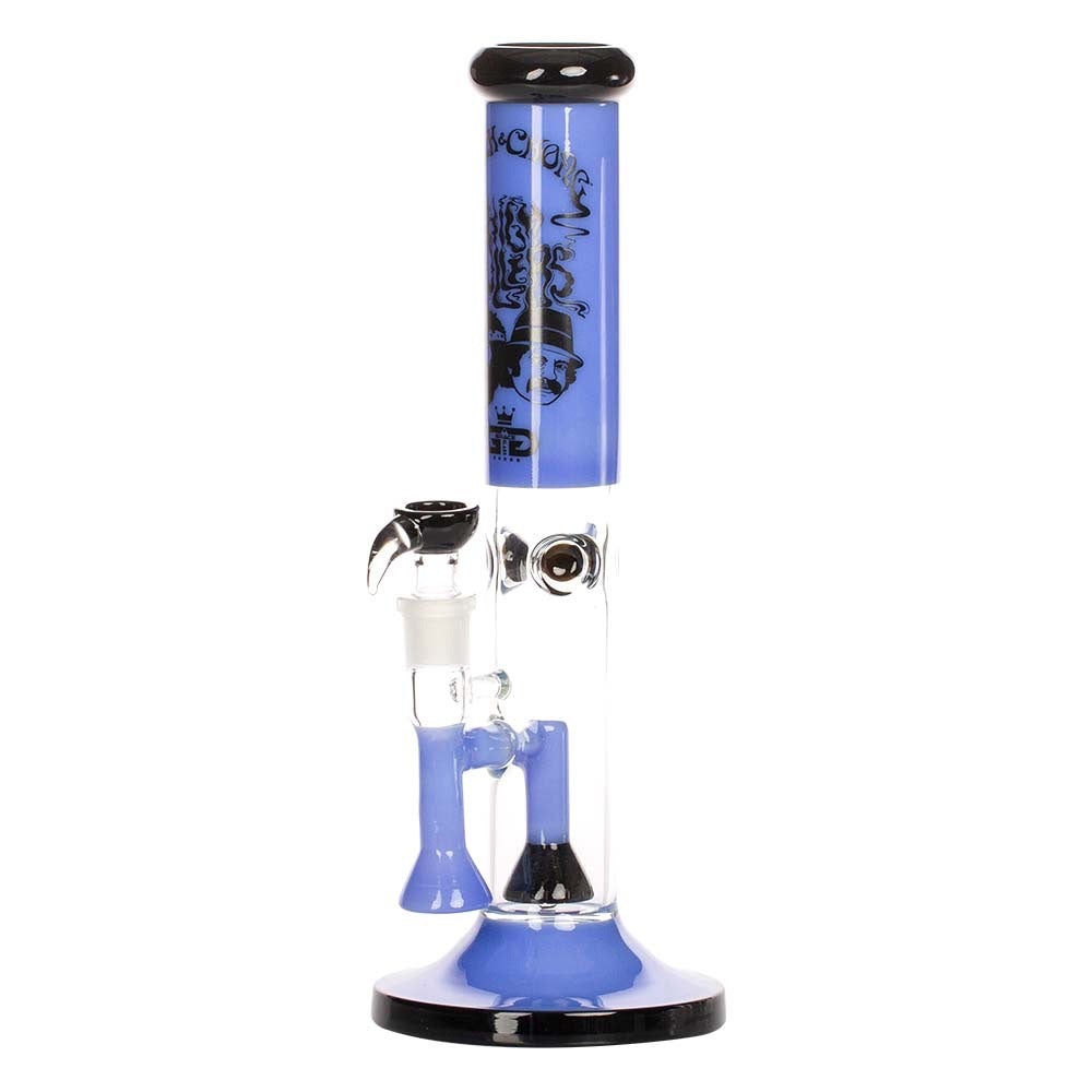 Grace Glass Cheech & Chong High Rollers Straight Tube Percolator Bong | Blue | side view 1