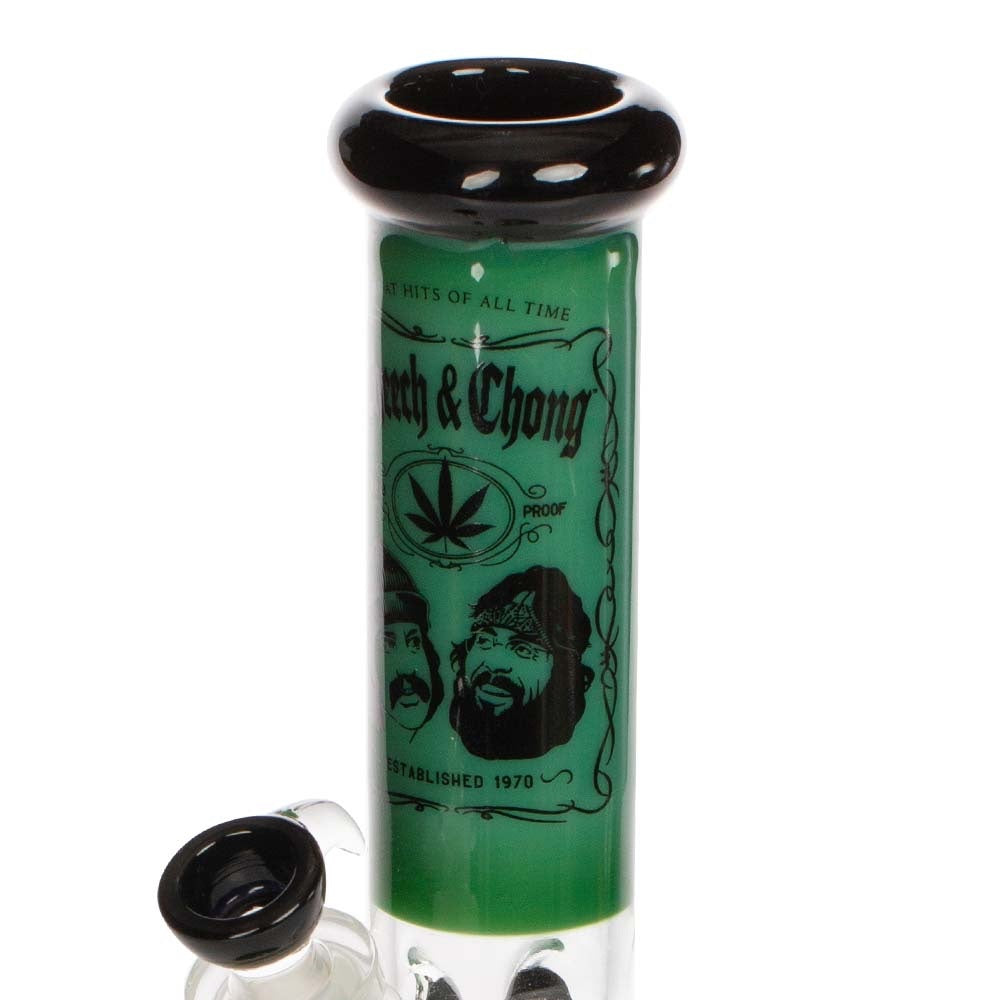 Grace Glass Cheech & Chong Greatest Hits Straight Tube Bong | Green | stem view
