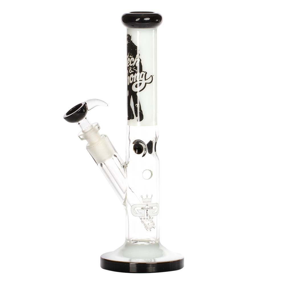 Grace Glass Cheech & Chong Peace Straight Tube Bong | White | side view 2