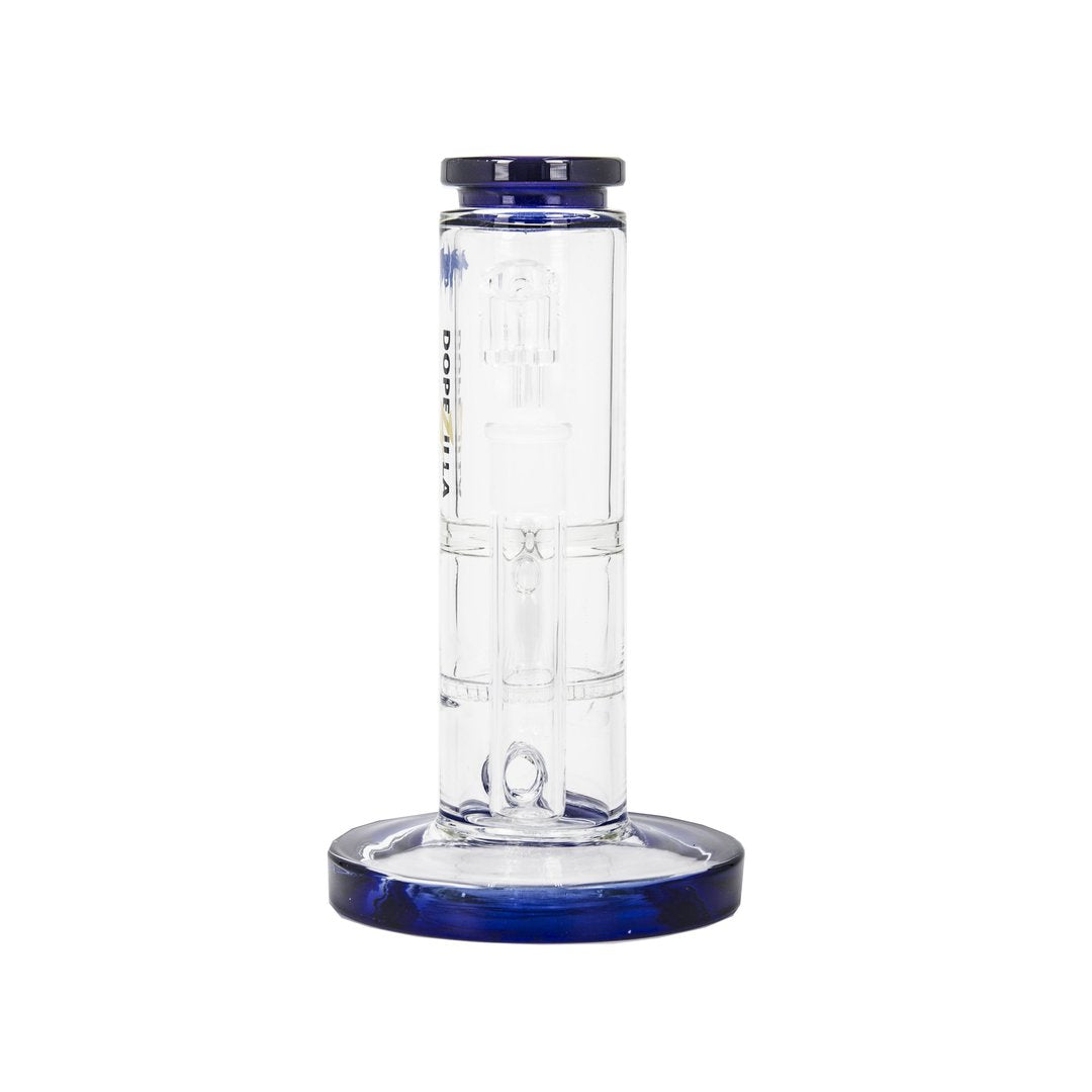 Dopezilla Cerberus Straight HoneyComb Ice Bong | 8 Inch | Dark Blue | Back View