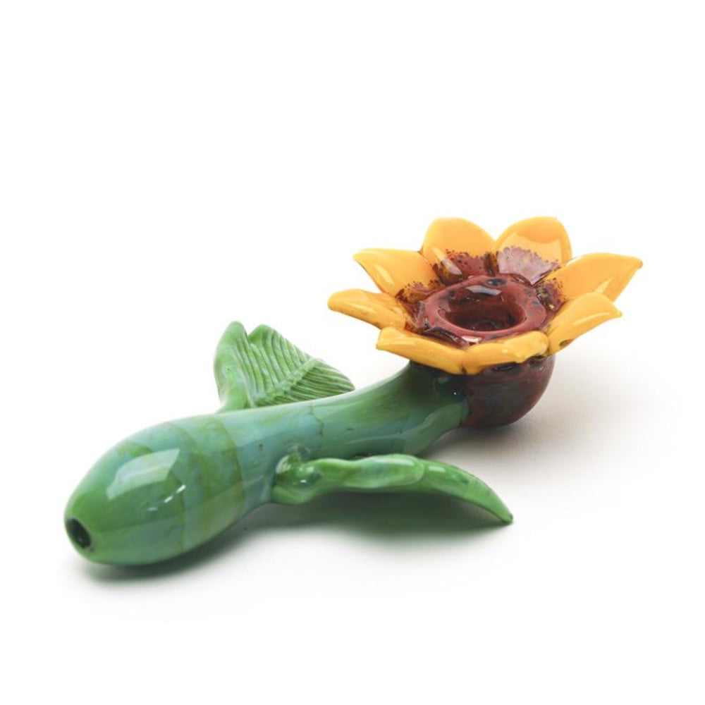 Empire Glassworks Sunflower Sherlock Hand Pipe | side view 2