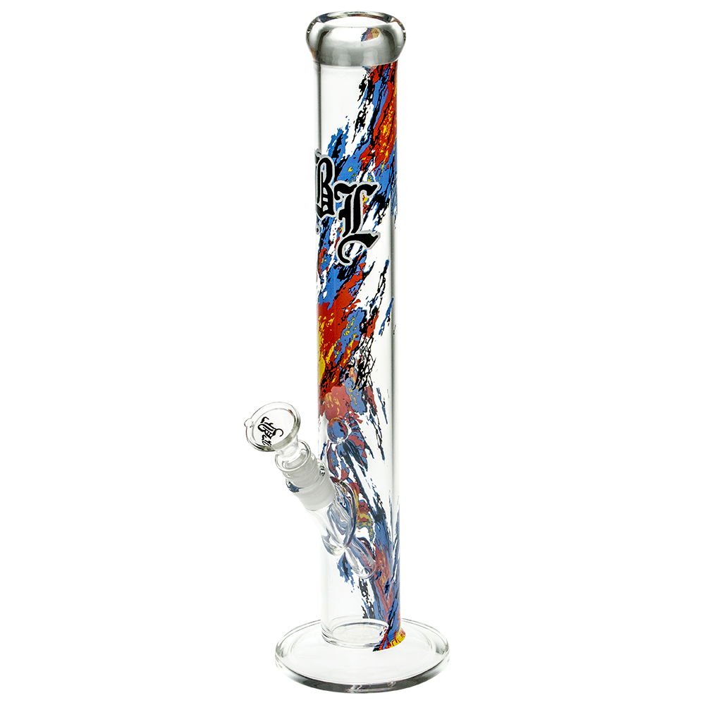 Black Leaf Flames Glass Bong - Side View 2