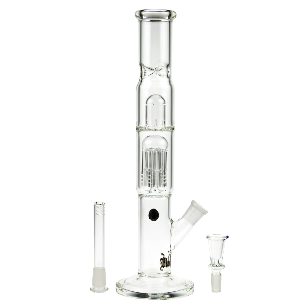Black Leaf - ELITE Cylinder 6-arm Perc Bong with Carb Hole - Downstem and Herb Bowl Included