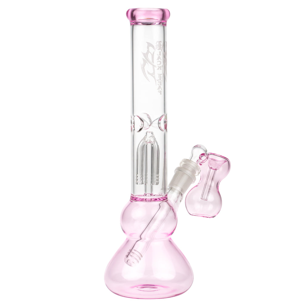 Black Leaf 4-arm Perc Bong with Ash Catcher | Pink - Side View 5