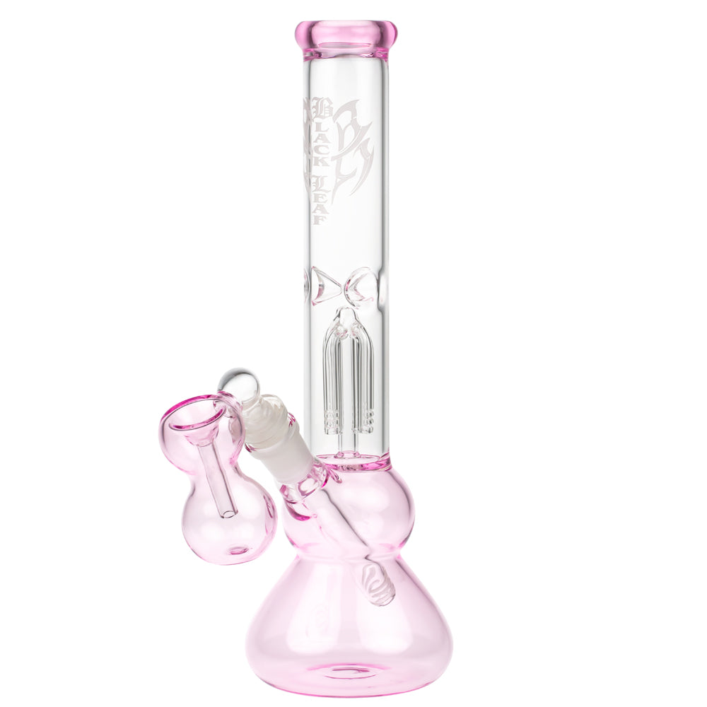 Black Leaf 4-arm Perc Bong with Ash Catcher | Pink - Side View 2