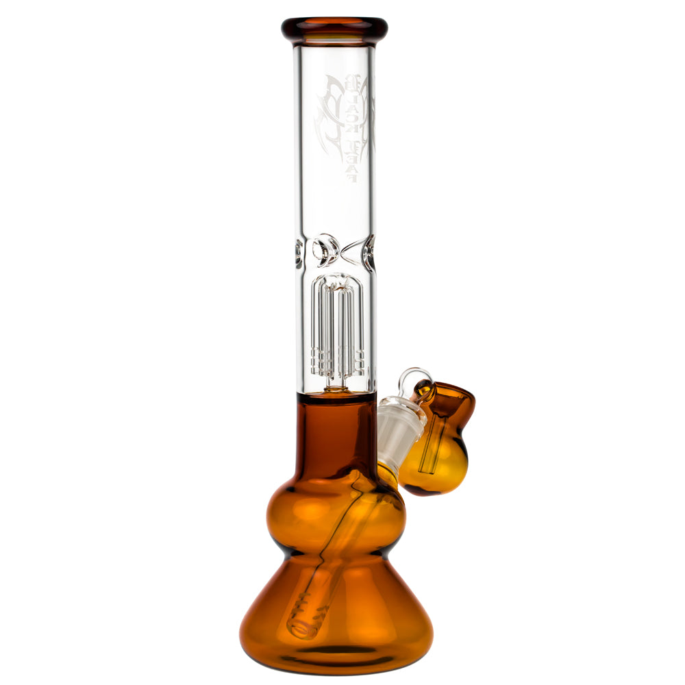 Black Leaf 3-arm Perc Bong with Ash Catcher | Amber - Side View 5
