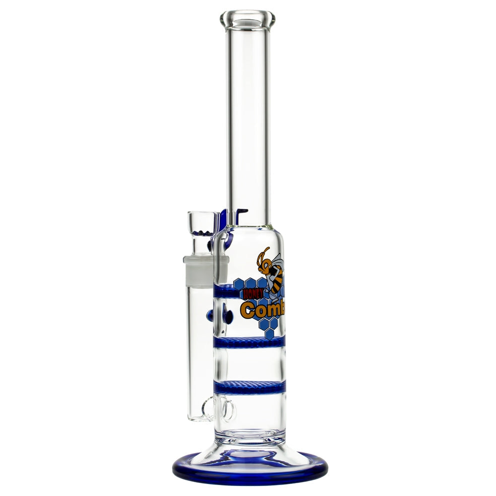 Black Leaf Glass Bong with Triple HoneyComb Disc Perc | 32cm - Side View 4