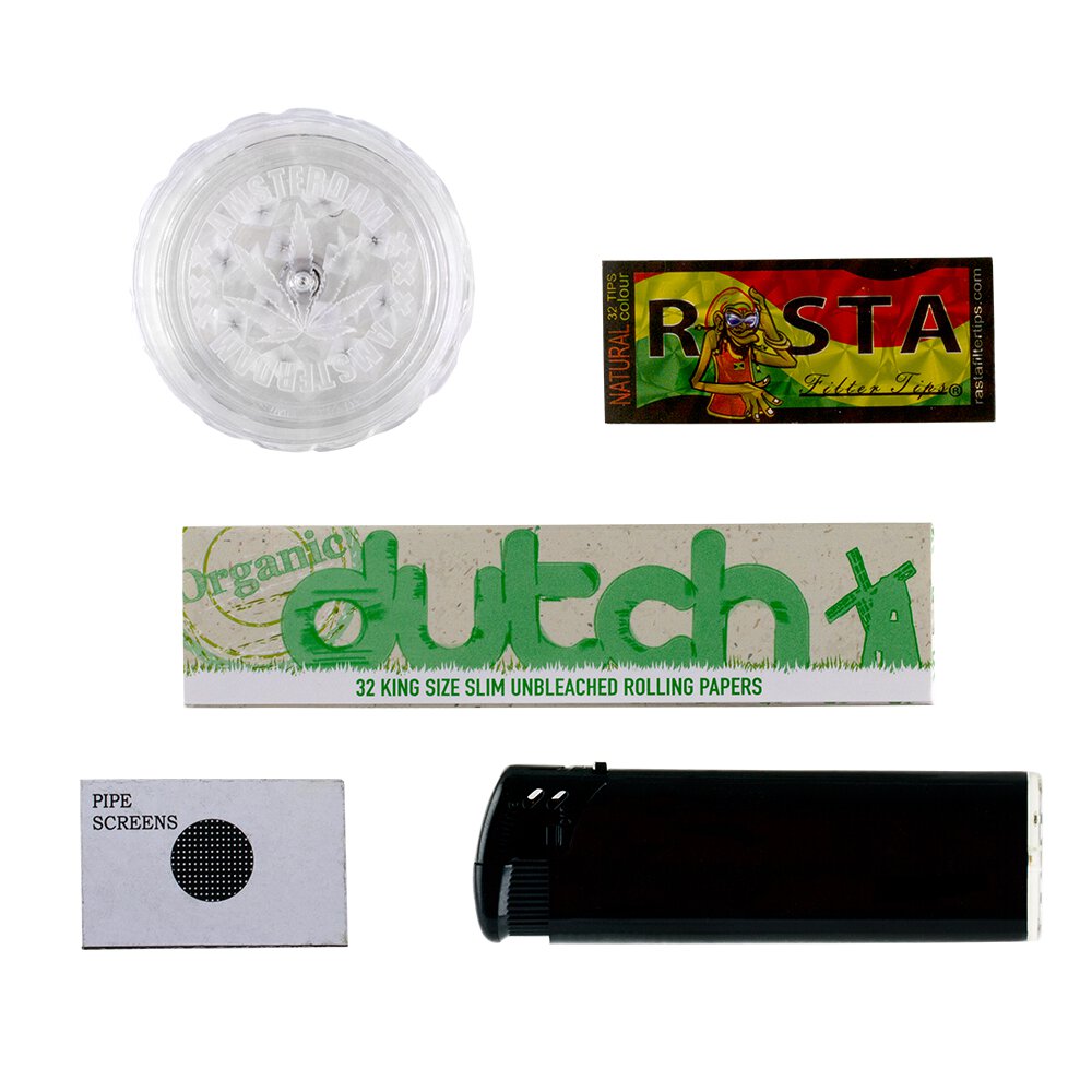 Greenline Bubble Base Glass Rasta Bong Giftset | accessories