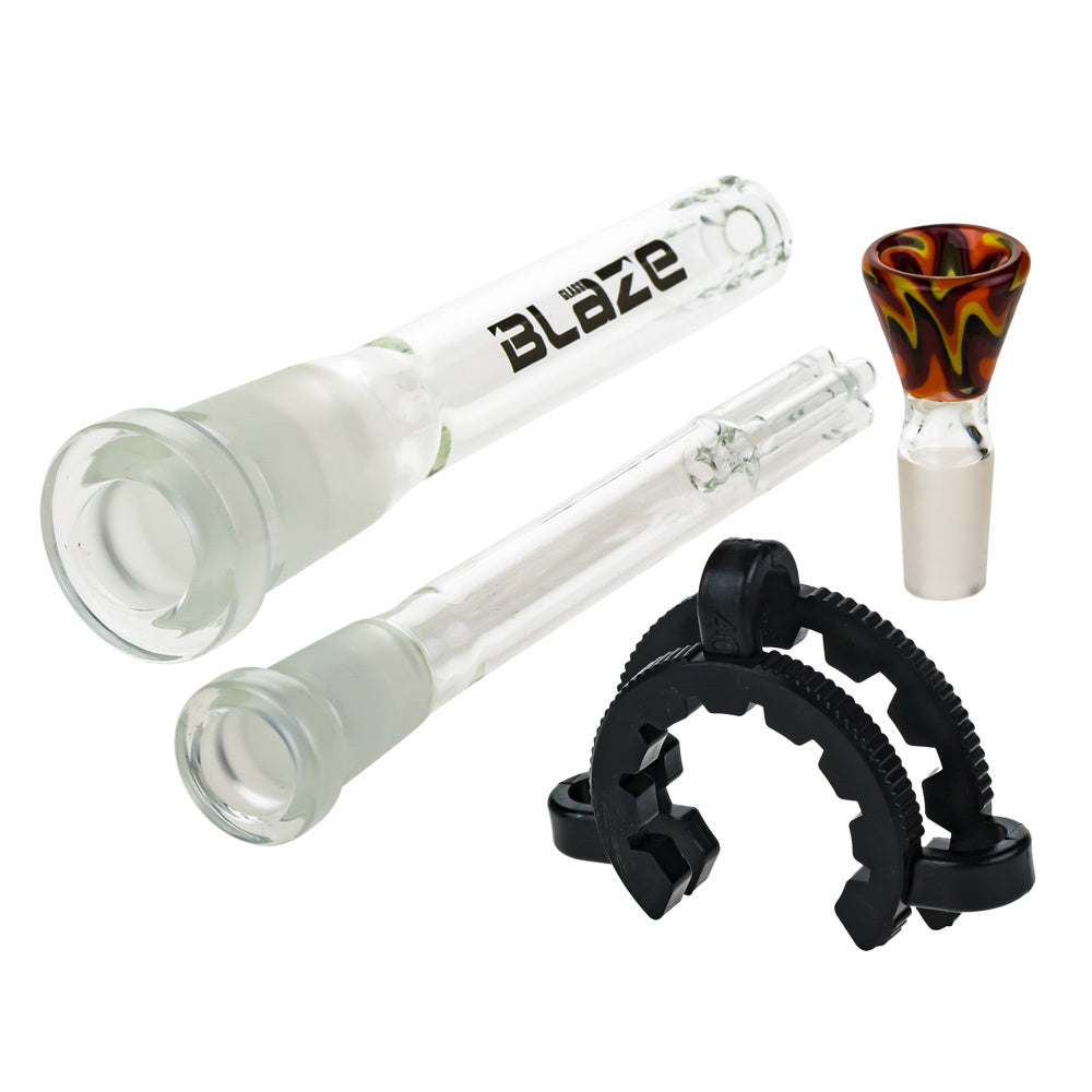 Blaze Glass - Complete Mix and Match Kit - Liquid Cooling Spiral Bong - Black and Orange
