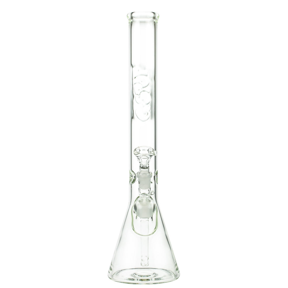 G-Spot Glass Beaker Ice Bong with Flame Polished Logo | 45cm - Front View
